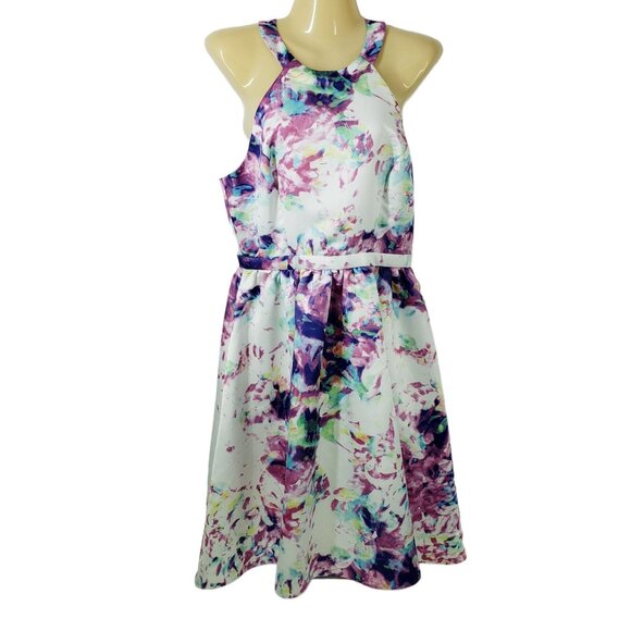 Parker Watercolor Floral Halter Open Back Dress Size 6‎ - Picture 1 of 9